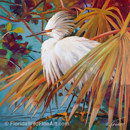 Snowy Egret Painting by Kim B. Parrish