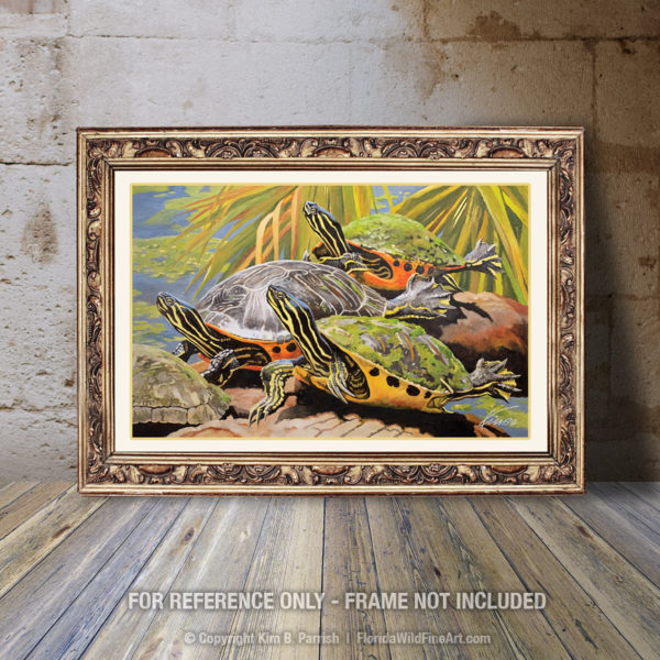 River Turtle Art, River Turtle Painting Copyright Kim B. Parrish