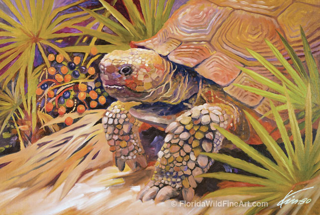 Florida Gopher Tortoise Art Gopher Tortoise Painting Copyright Kim B. Parrish